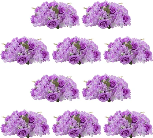 Vista 22 de NUPTIO Ramo de Arreglo de Bolas de Flores - 10 Piezas de 14.2 pulgadas de Diámetro Bolas de Flores Falsas Rosas Rosadas para Centros de Mesa