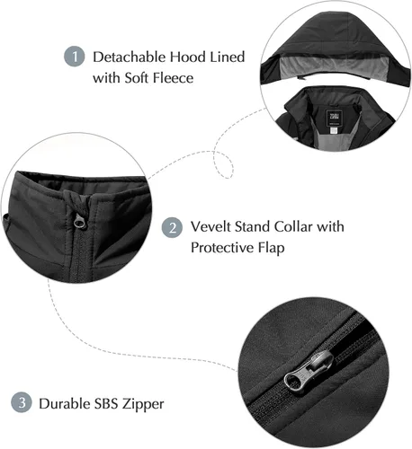 Vista 6 de ZSHOW Chaqueta de esquí para niña, impermeable, abrigo de invierno de forro polar con capucha