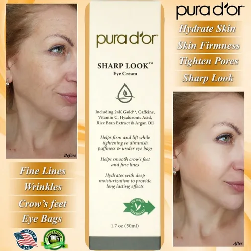 Vista 3 de PURA D’OR Sharp Look Eye Cream - Crema para ojos que realza la juventud para un levantamiento firme y una apariencia menor de arrugas y líneas