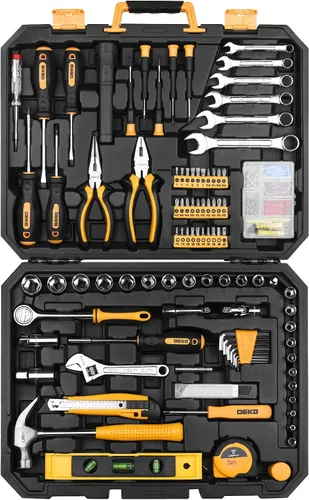 Vista 4 de DEKOPRO Juego de herramientas de 208 piezas, kit de herramientas manuales para el hogar, caja de herramientas de reparación automática con caja