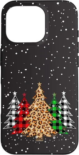 Vista 20 de Funda con diseño de árboles de Navidad con estampado de leopardo y cuadros para iPhone 16