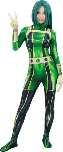 Vista 2 de C-ZOFEK Body para mujer, disfraz de cosplay, overol verde para Halloween