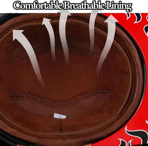 Vista 4 de Gorra de béisbol para motocicleta, 3 unidades, aprobado por DOT, estilo vintage, cara abierta, unisex, para adultos, medios cascos de doble lente
