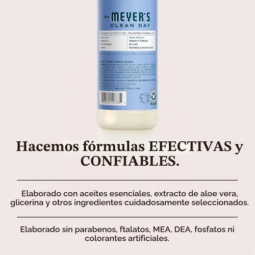 Vista 5 de Mrs. Meyer's Clean Day - Detergente líquido para platos, aroma a campanillas azules, paquete de 1 botella, 16 oz