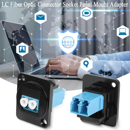 Vista 4 de QIANRENON Adaptador de montaje en panel de fibra LC Conector de fibra óptica LC Módulo acoplador de fibra LC Montaje en panel/D-Panel XLR