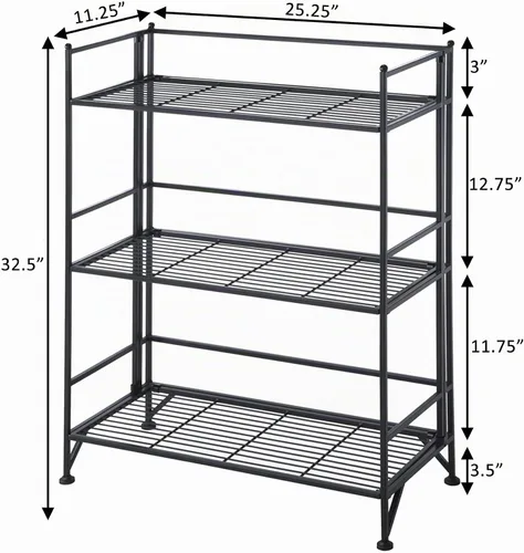 Vista 3 de Convenience Concepts Designs2Go - Estante para almacenamiento extra de 2 pisos, metal, plegable, Negro