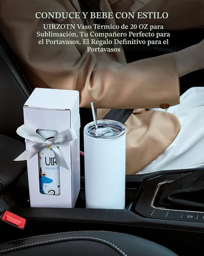 Vista 7 de Paquete de 12 unidades de vaso de sublimación de 20 onzas, delgado, recto, a granel, vaso de sublimación de acero inoxidable de doble pared aislado