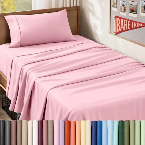 Vista 114 de Bare Home Juego de Sábanas Twin - Sábanas de Cama de Microfibra Ultra-Suave 1800 - Doble Cepillado - Bolsillos Profundos - Ajuste Fácil - Extra