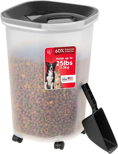 Vista 9 de IRIS USA Contenedor hermético de almacenamiento de alimentos para perros, hasta 40 libras, ruedas acoplables, para almacenamiento de alimentos