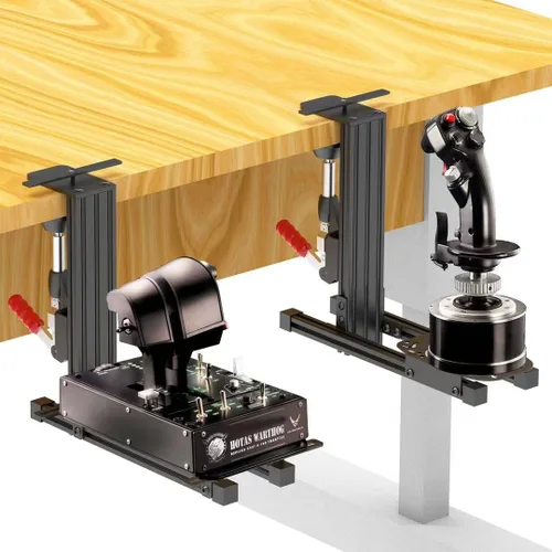 Vista 3 de YAARHEJ 2 Set The Desk Mount for The Flight Sim Game Joystick, Throttle and Hotas Systems Compatible with Logitech X56, X52, Thrustmaster T-Flight