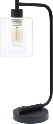 Vista 14 de Simple Designs LD1036-CHR Bronson Lámpara de Mesa de Linterna de Hierro Industrial Estilo Antiguo para Escritorio y Mesita de Noche con Pantalla