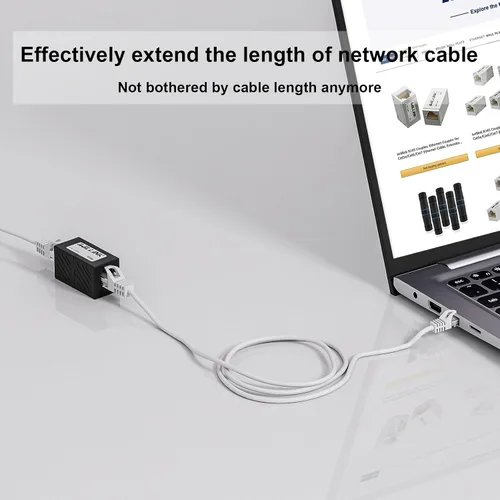 Vista 3 de iwillink Conector Ethernet RJ45, hembra a hembra, paquete de 5, color negro Adaptador extensor, para Cat7 Cat6 Cat5e Cat5 Cat5 Cable Ethernet