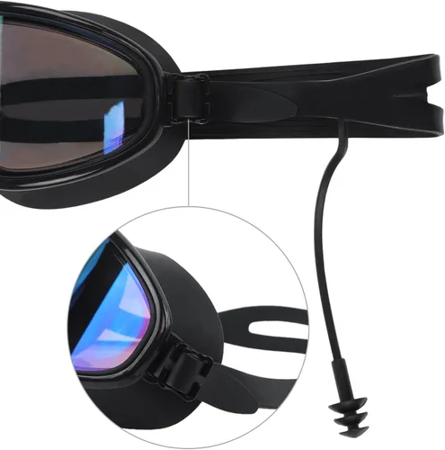 Vista 5 de Gafas de natación con tapones para los oídos, gafas de natación de silicona para adultos, sin fugas, visión amplia, antivaho con protección UV