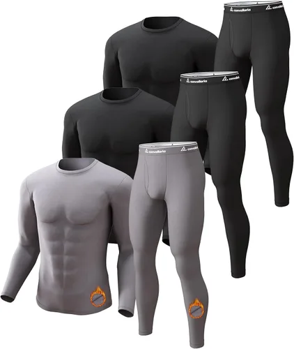Vista 8 de Ropa interior térmica para hombre, conjuntos largos de ropa interior para A#2 Negro/Camo Negro