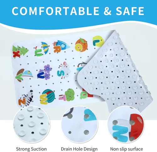 Vista 4 de Tapete de Baño para Bebé para Bañera Antideslizante para Niños, Tapete de Bañera Extra Largo de 40X16 Pulgadas, Tapete de Baño y Ducha para Niños