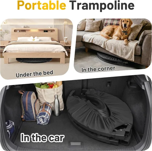 Vista 6 de CLORIS Trampolín plegable de 40 pulgadas con mango de espuma ajustable, con funda acolchada segura, el mejor regalo.