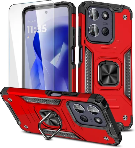 Vista 10 de Funda delgada para Moto One 5G Ace con protector de pantalla, absorción de golpes, resistente a prueba de caídas, con soporte de automóvil, funda