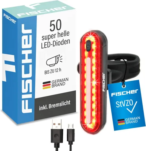 Vista 2 de Fischer LED Akku Stableuchte, Rücklicht, Fahrradbeleuchtung, Fahrrad-Rückleuchte, barra auxiliar, Schutzart IPX4, negro