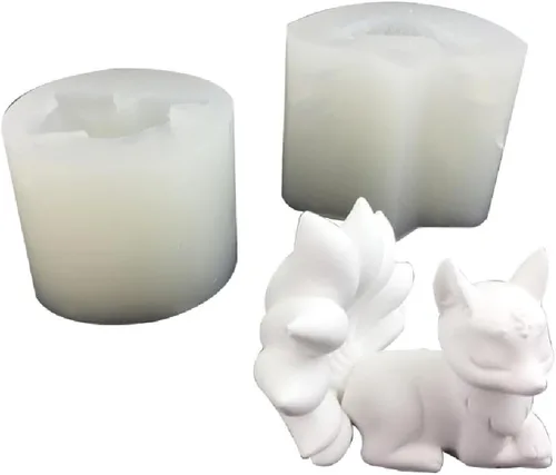 Vista 9 de Molde de resina epoxi con forma de zorros de nueve colas, antiadherente, vela perfumada, molde de silicona, manualidades de yeso, herramienta