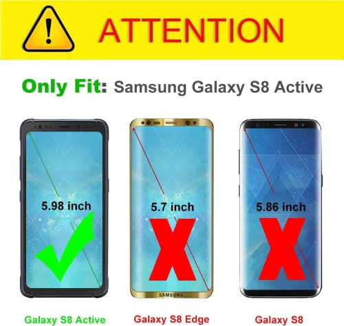 Vista 2 de J&D Funda compatible con Galaxy S8 Active, resistente de doble capa híbrida a prueba de golpes, resistente, no para S8 o S8 Edge, color negro