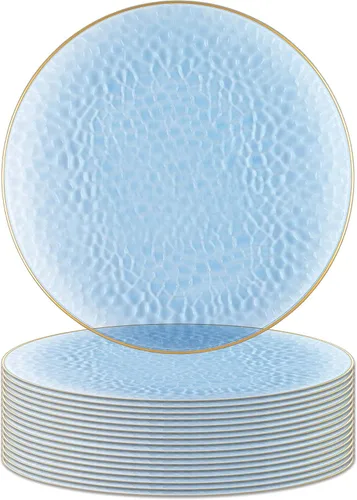 Vista 37 de PARTY BARGAINS Placas de carga de 13 pulgadas, paquete de 4, borde dorado transparente, cargadores desechables resistentes para comedor elegante Un