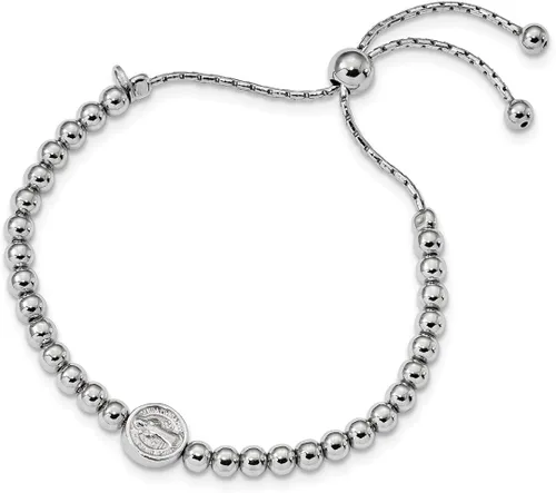 Vista 7 de Collar con dije de medalla de San Valentín con cuentas de plata de ley 925, pulsera de 5 pulgadas a 8.25, 9 joyas religiosas ajustables y elásticas