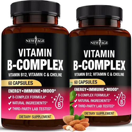 Vista 9 de Complejo de vitamina B para hombres y mujeres - Fabricado en EE. UU. - Complejo B: B1, B2, B3, B5, B6, B7, B8, B9, B12 con vitamina C, colina