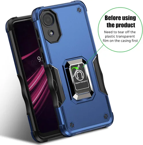 Vista 4 de Funda para Samsung Galaxy A03 Core, soporte magnético de anillo de metal, cubierta probada contra caídas, compatible con soporte magnético