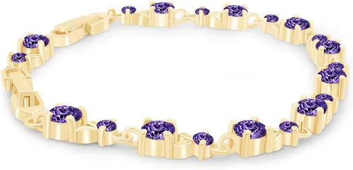 Vista 3 de AFFY Pulsera de tenis con forma de hoja de oro amarillo de 14 quilates sobre plata de ley, regalo de San Valentín para ella