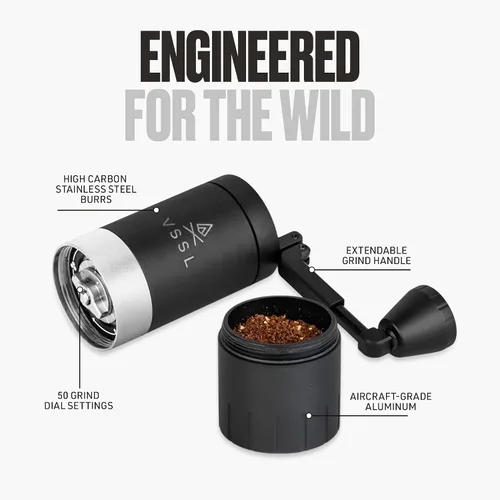 Vista 3 de VSSL Java G45 Molinillo de Café Manual Café para Acampar Molinillo de Frijoles Vertiendo de Viaje Burr Conical de Acero Inoxidable