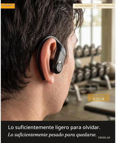 Vista 3 de TREBLAB Auriculares inalámbricos X4 con ganchos para los oídos, batería 253H, micrófono ENC, Bluetooth 5.4, funda de carga USB-C, IPX5 impermeable