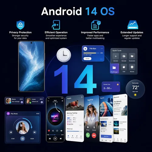 Vista 3 de Teléfonos desbloqueados C24U, teléfono inteligente 5G, teléfono celular Android 14.0, batería de 6800 mAh, teléfono móvil de carga rápida, 8 GB+256