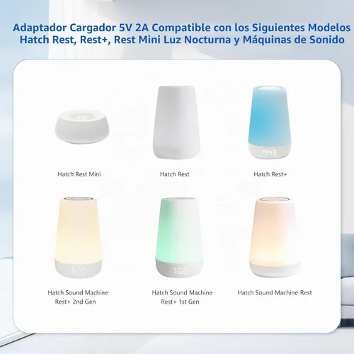 Vista 2 de Cable adaptador de corriente de 5 V para Hatch Baby Rest, Rest+ y Rest Mini máquinas de sonido, luces nocturnas y entrenadores de sueño, enchufe