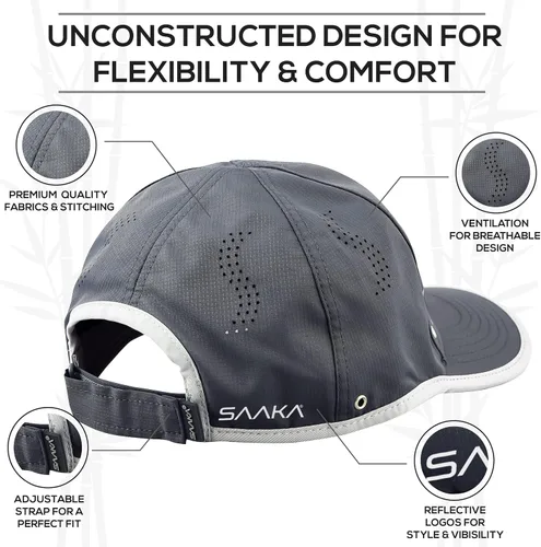Vista 3 de SAAKA Sombrero deportivo ligero para hombre. Secado rápido, se mantiene fresco. Ideal para correr, tenis, golf y entrenamiento.