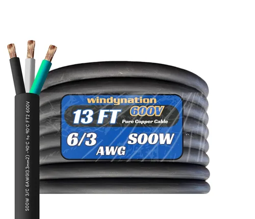 Vista 32 de WindyNation Cable de cable SOOW SO de 5 pies 6/3 6 AWG - Cable de extensión de alimentación portátil de 600 V calibre 6 600 V para cargadores