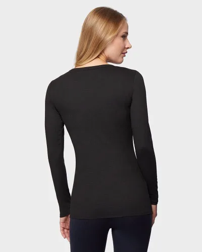 Vista 4 de 32 Degrees - Camiseta ligera de cuello redondo para mujer, manga larga, ajuste de forma, elástico en 4 direcciones, térmica