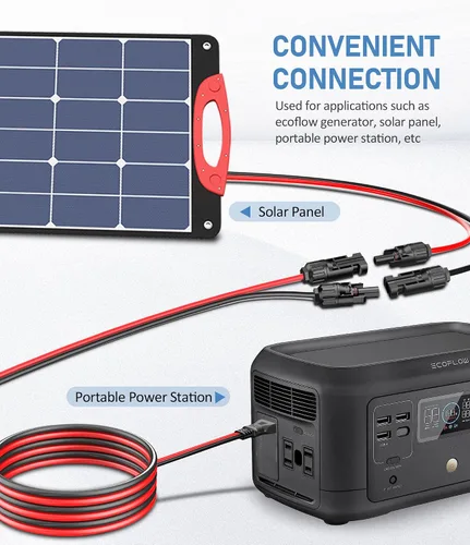 Vista 6 de Conector solar a cable XT60 (10AWG 9 pies) - Cable de carga para panel generador Ecoflat, cable de extensión adaptador de moldeo por inyección