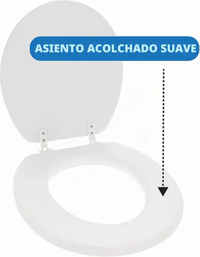 Vista 4 de J&V Textiles Asiento de inodoro redondo, suave y bordado con bisagra fácil de limpiar y cambiar, acolchado (blanco)