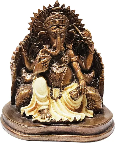Vista 16 de Ganesha - Cabeza de elefante y cuerpo humano que elimina obstáculos del camino de uno, decoración de dormitorio, oficina en casa, estatua Rojo