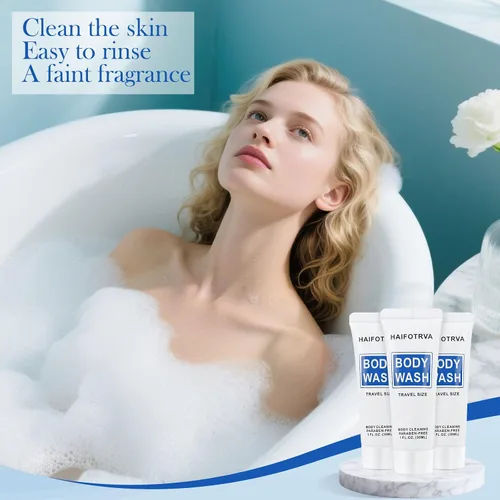 Vista 2 de Gel de baño de tamaño de viaje, paquete de 10 unidades, envueltos individualmente, suministros de gel de ducha portátil de 1.0 fl oz/1 fl oz