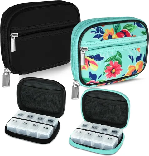 Vista 28 de Serfeymi Pastillero semanal para viaje, pastillero para bolso con pastillero extraíble de 7 días, organizador de medicamentos de viaje, contenedor