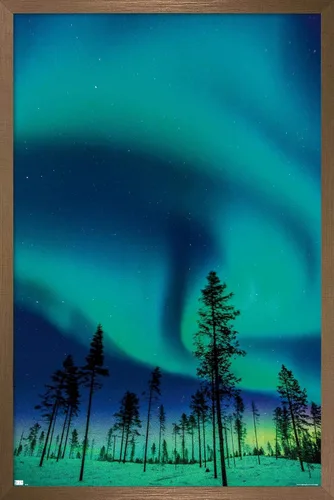 Vista 13 de Trends International Aurora Borealis - Póster de pared, 14.725 x 22.375 pulgadas, versión enmarcada de madera de granero