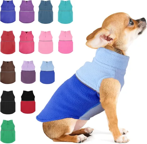Vista 17 de Suéteres para Perros Pequeños para Niñas, Chaleco de Forro Polar para Perros con Orificio para Correa, Suéter Cálidamente Ajustable, Chaqueta