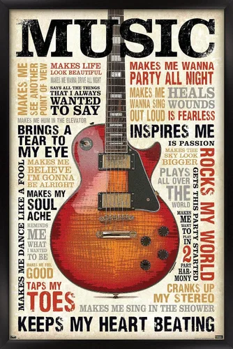Vista 7 de Trends International Music Inspires Me Wall Poster, 14.725" x 22.375", Barnwood Framed Version