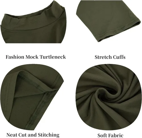 Vista 5 de Rela Bota Camisetas de moda para hombre, camisetas de cuello alto falso, ropa interior térmica, manga larga, ajustada, elástica, básica