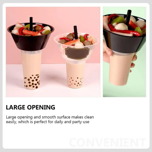 Vista 7 de Hemoton Combinación de taza de aperitivos con soporte para bebidas y cuenco de papas fritas de 6.49 pulgadas para fiestas, uso diario, 5