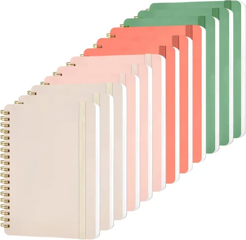 Vista 9 de 4 Pz Cuaderno en Espiral, Cuaderno Diario en Espiral, Cuadernos para Trabajo, Toma de Notas, Escuela, Cuadernos Pequeños con Correa, Cuadernos Negro