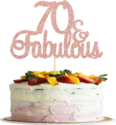 Vista 19 de Gyufise 1 decoración de pastel de 10 y fabulosa decoración de pastel de oro rosa con purpurina de diez y fabulosos adornos para tartas de feliz 10º