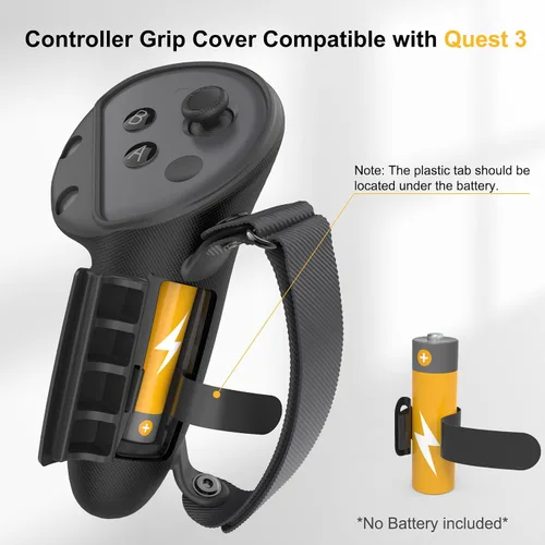 Vista 3 de Controller Grips Cover Compatible with MetaOculus Quest 3, Silicone VR Grip Cover Protector with Battery Opening Cover and Adjustable Knuckle Straps