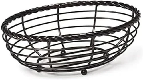 Vista 4 de Gourmet Basics by Mikasa 5176766 - Cesta de almacenamiento de fruta con cuerda central, 27.9 cm, color negro antiguo
